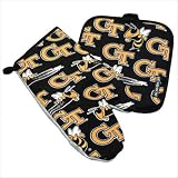Georgia Tech Logo GA Tech Oven Mitt Potholder Set for Kitchen Tailgating Barbecue or Outdoor Cooking POT HOLDER SET GIFT IDEA