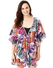 Pure Cotton Abstract Palm Print Cover-Up Kaftan