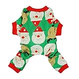 Fitwarm Cute Santa Reindeer Pet Clothes Christmas Dog Pajamas Shirts, Green, Small