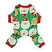 Fitwarm Cute Santa Reindeer Pet Clothes Christmas Dog Pajamas Shirts, Green, Small