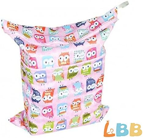 Baby Wet and Dry Cloth Diaper Bags, Pink Owl