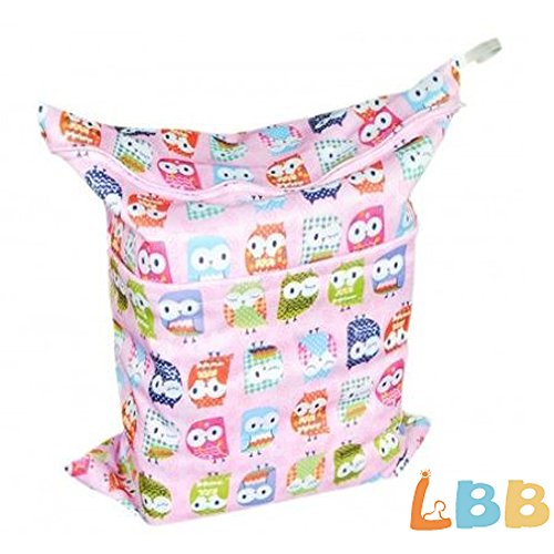 Baby Wet and Dry Cloth Diaper Bags, Pink Owl