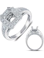 14K White Gold 0.73cttw Round Diamond Semi Mount Engagement Ring
