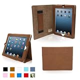 Snugg iPad 4 & iPad 3 Case - PU Leather Case Cover and Flip Stand with Elastic Hand Strap and Premium Nubuck Fibre Interior (Distressed Brown) - Automatically Wakes and Puts the iPad 4 & 3 to Sleep. Superior Quality Design as Featured in GQ Magazine