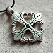 FOUR-LEAF CLOVER GOOD LUCK SHAMROCK HEART IRISH EMERALD GREEN CRYSTAL GEM STONE CELTIC CROSS STERLING SILVER CHARM PENDANT NECKLACE