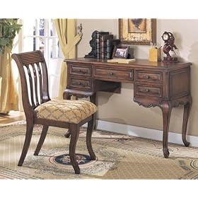 Brown Cherry Writing Desk With Chair
