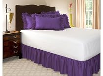 Twin XL Grape Ruffled Bedskirt with 14" Drop