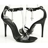 Jeweled Hearts Black Stiletto Heels Sandal Anklet