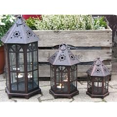 3er Set Laternen Laterne braun Antik geb�rstet 41 cm