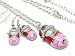 Pink & Red Enameled All Seeing Eye Baby Shoe Charm Pendant & Earring Set