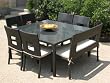 Outdoor Patio Wicker Furniture New Resin 8 Pc Square Dining Table Set with Chairs and Bench