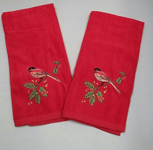 Lenox Linens Winter Song #7369 Terry Embroidered Kitchen Towel(s) Red