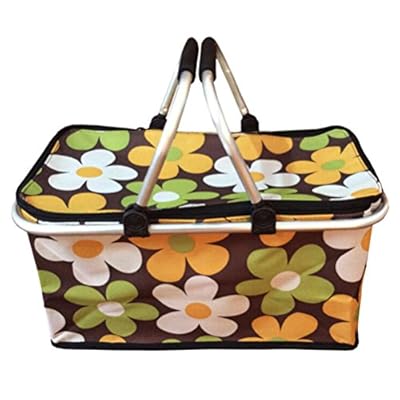 Large Size Foldable Insulated Cooler Picnic Basket with Double Handles