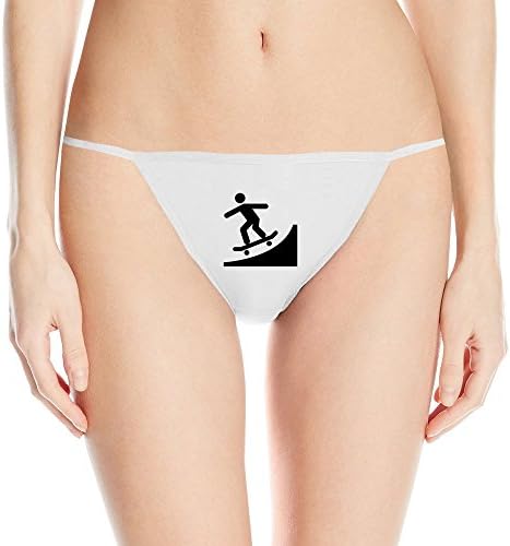 Designer Skateboard On The Moon Thong Panty For Women's White