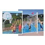 Dunnrite DeckCombo Swimming Pool Basketball and Volleyball Combo Set with Brass Anchors