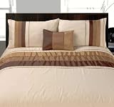 Colour Block Brown Double Duvet Quilt Cover Bedding Set