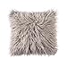 OJIA Deluxe Home Decorative Super Soft Plush Mongolian Throw Pillow Cover Cushion Case (20 x 20 Inch, Light Coffee)