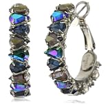 Sorrelli Emerald City Bold Pear Crystal Hoop Silver