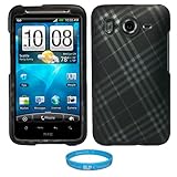 Matte Black with Silver Plaid Design Protective Rubberized Crystal Hard Cas ....