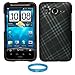 Matte Black with Silver Plaid Design Protective Rubberized Crystal Hard Case Cover for AT&T Wireless New HTC Inspire 4G Android Smart Phone + SumacLife TM Wisdom Courage Wristband