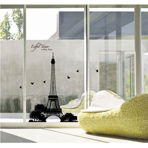 Easy Instant Decoration Wall Sticker Decal - Eiffel Tower Silhouette