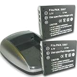 Pro Power CGA-S007 CGA-S007A /1B PANASONIC Equivalent Lithium Ion Battery VALUE- 2 PACK & Home/ Car AC/ DC Charger COMBO for Lumix Digital Camera Models DMC-TZ1K and TZ3 ** Includes Euro Adapter Plug and MINI-TRIPOD **