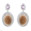 Earrings With 22.80ctw Precious Stones - Genuine Diamonds, Amethysts and Topazes Well Made in 14K White Gold. Total item weight 12.8g Length 37mm