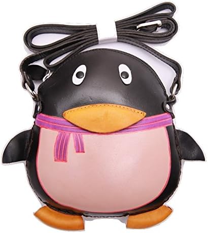 PurseWorld Women's Handmade Leather Black Penguine Shoulder Bag (black)