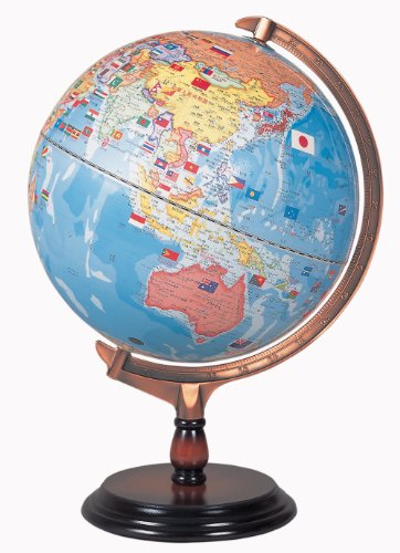 国旗付 地球儀 30cm （木製台座）