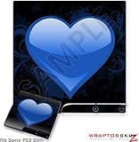 Sony PS3 Slim Skin - Glass Heart Grunge Blue