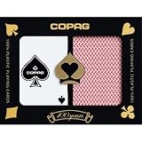 Cartes �  jouer au Bridge en plastique taille Jumbo Copag Argent - Bleu et rouge