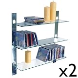 ISAAC - 3 étagère murale en verre CD DVD, lot de 2