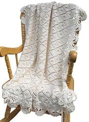 Handmade Organic Cotton Baby Receiving Blanket - Natural Oatmeal (Wide Border, 100% Crocheted By Hand)