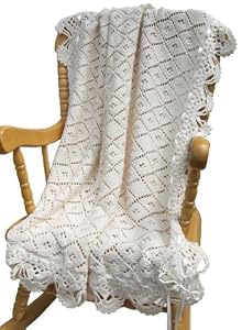 Handmade Small Organic Cotton Baby Receiving Blanket - Natural Oatmeal (Wide Border, 100% Crocheted By Hand)