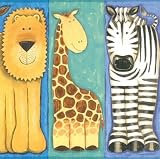 Cool Blues Jungle Animals on Parade Wallpaper Border