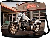 RikkiKnight® Harley Davidson Motorcycle Design Messenger Bag - Book Bag ***with matching coin purse wallet*** -School Bag - Reporter Bag - Unisex - Ideal Gift for all occassions!