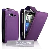 Yousave Accessories TM HTC Wildfire S Violett Leder Flip Schutzh�lle Tasche Mit Displayschutz Folie Und Graues Micro Faser Poliertuchvon "Yousave"