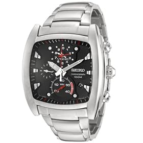 Seiko Men's SPC029 Chronograph Black Dial Stainless Steel Watch