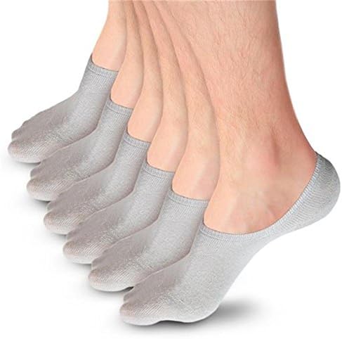 Low Cut No Show Loafer/Boat Shoe Socks For Men, Breathable Bamboo Fiber With HeelHug (Pack of 6) ( Men's (7-13) Hidden With Loafers, Gray)