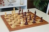 German Staunton Chess Set in Rosewood &amp; Boxwood with Mahogany Chess Board - 3.25" King