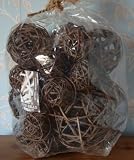 Very Large bag Of Dark Brown Colour Wicker Rattan Decor Balls Various Sizes
