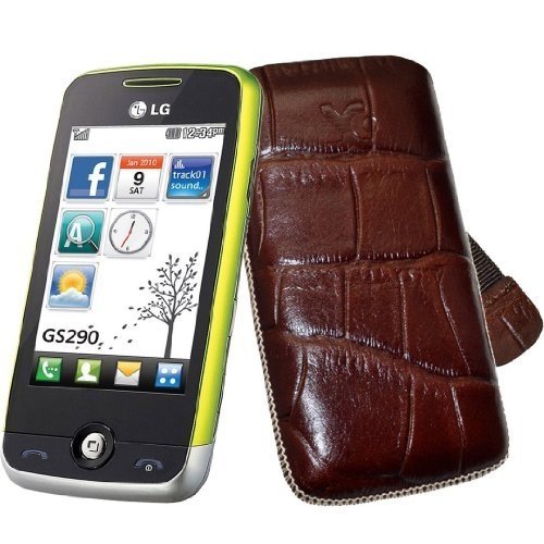Suncase Ledertasche (Lasche mit R&uuml;ckzugfunktion) f&uuml;r LG GS290 Cookie Fresh croco-braun Preisvergleich