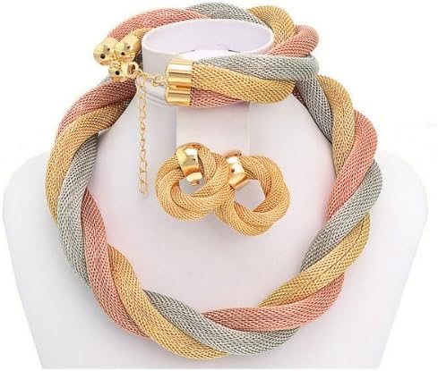 TKC Exaggerated Big Choker Necklace Bracelet Vintage Chunky Chain Jewelry Set