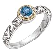 925 Silver & Blue Topaz Ring with 18k Gold Accents- Sizes 6-8