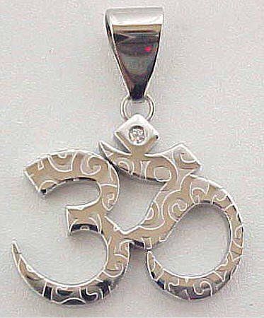 Click here to buy Fancy Etched Stainless Steel OM Pendant Hindu by Coolstuff4U.