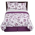 Home Contemporary Floral Comforter Sets - Purple
