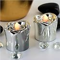 FL-1526 | Professional Quality 2 Piece LED Silver Rose Tea Light Battery Candle Set, A safe and effective way of dressing tables for any event