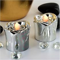 FL-1526 | Professional Quality 2 Piece LED Silver Rose Tea Light Battery Candle Set, A safe and effective way of dressing tables for any event