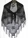 Black Lace Fringed Triangular Shawl or Scarf