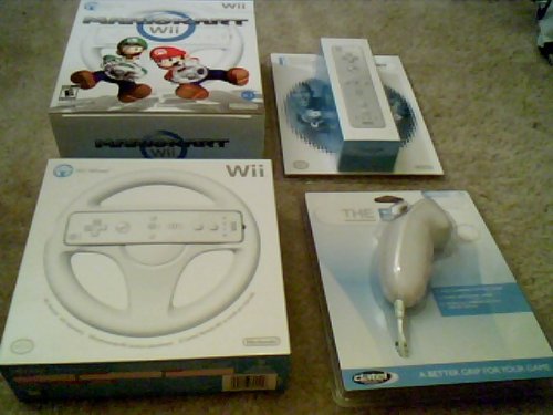 Mario Kart Elite Pack: Mario Kart Video Game with 2 Wii Wheels, 1 Wiimote, and 1 Wii Nunchuk (Wii System not included)